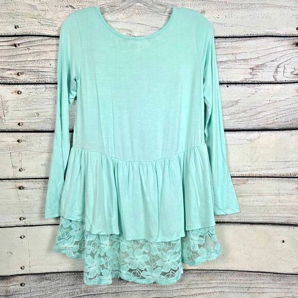Reborn J Womens Lace Hem Tunic Top Mint Green Small - Picture 5 of 8